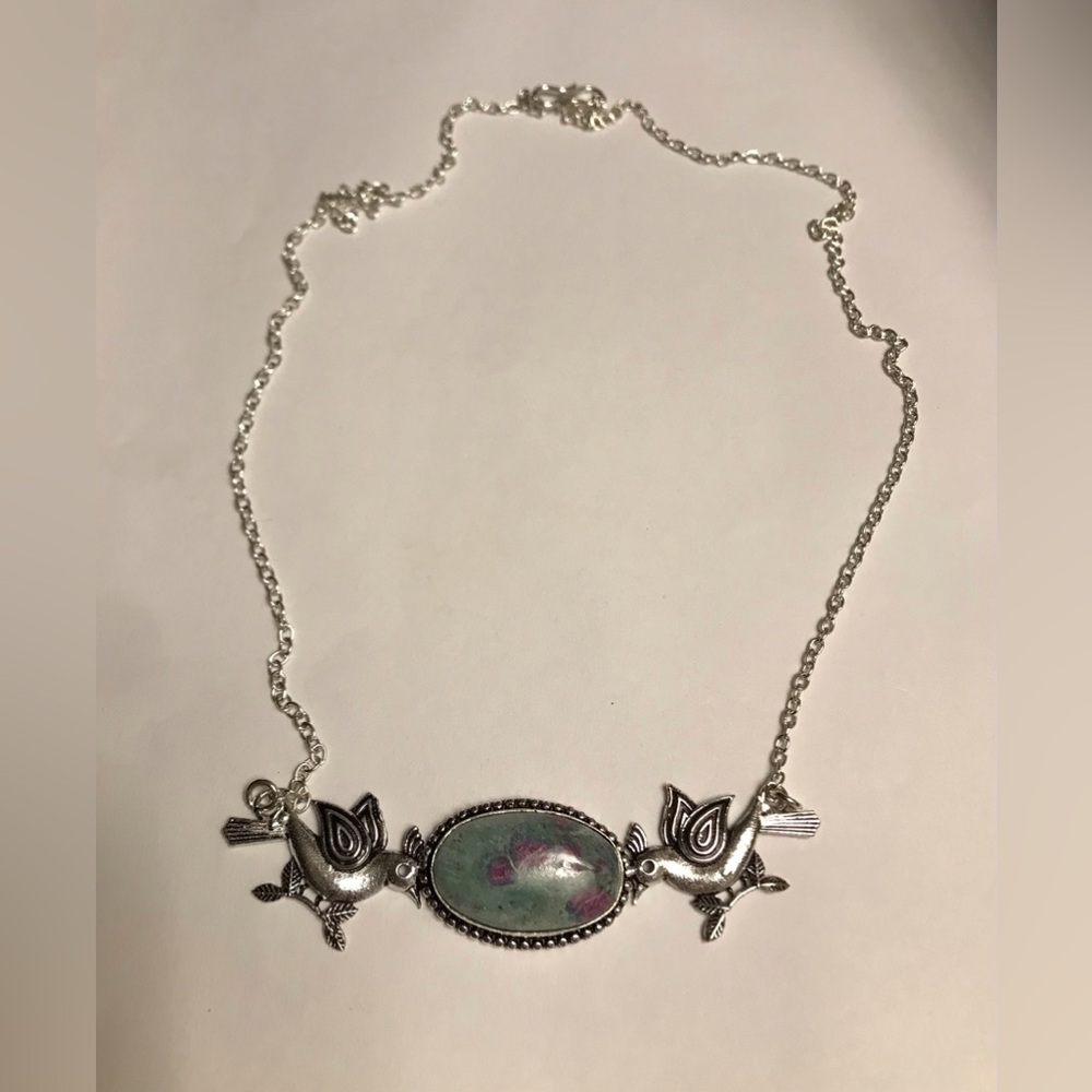 Ruby Fuchsite Stamped Solid 925 Sterling Silver Necklace